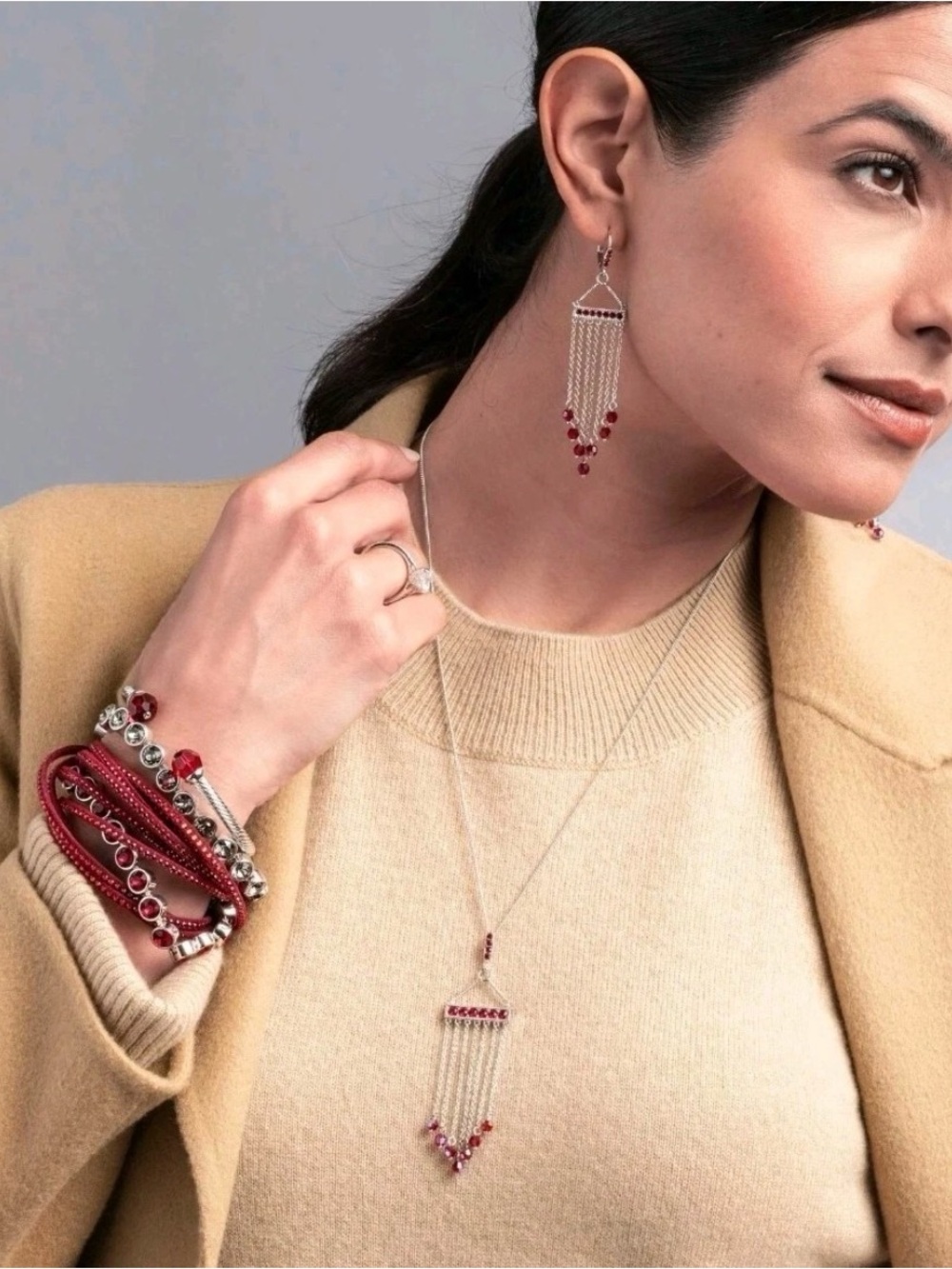 Touchstone Crystal $119 RT Value Red Siam Fringe Benefits Pendant Necklace - Picture 16 of 16